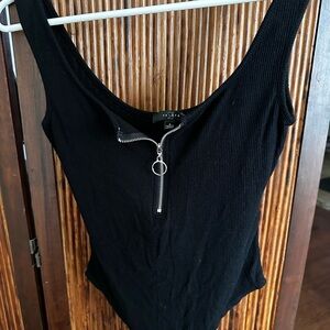 Black Zippered Women's Bodysuit